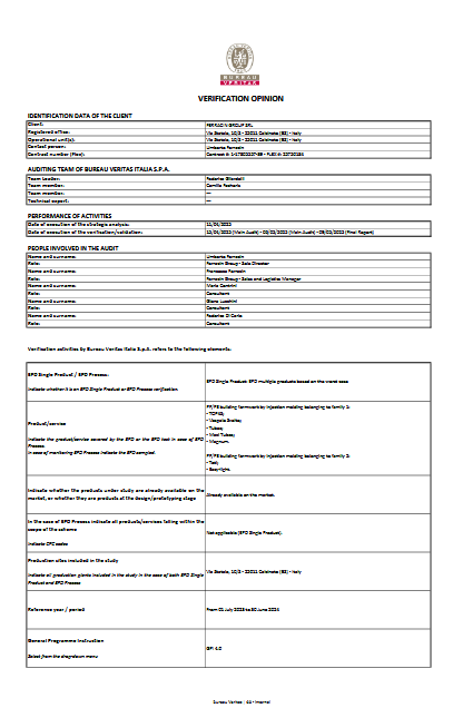 Verification Opinion EPD ferracin 2025