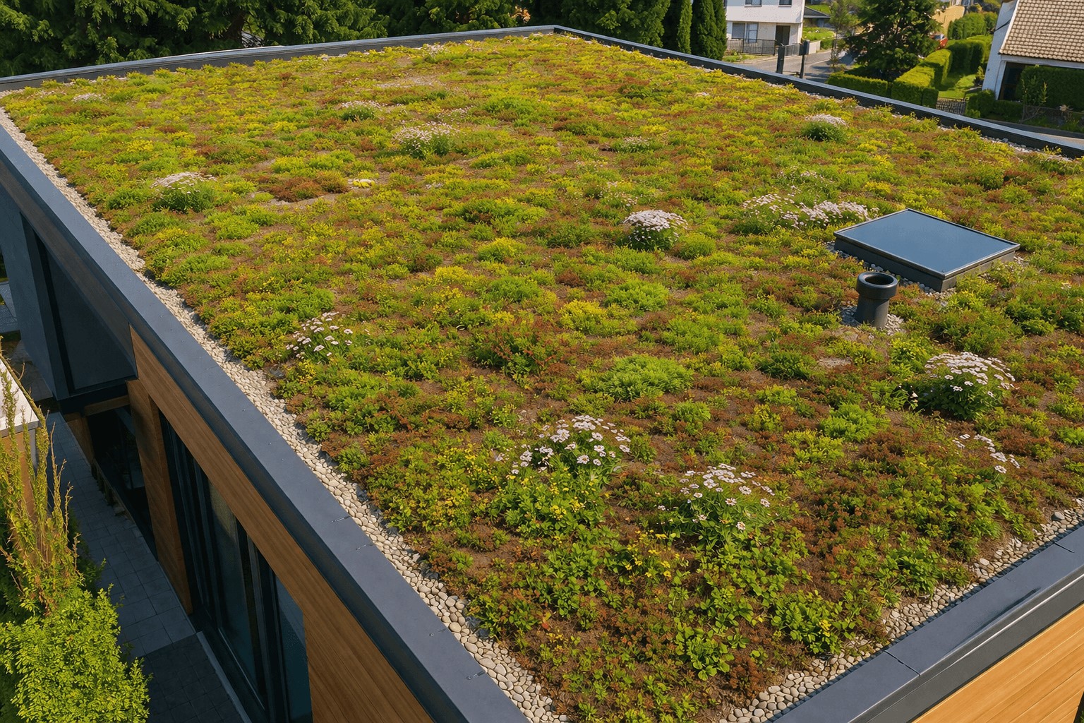 Tetto verde estensivo visto dall'alto